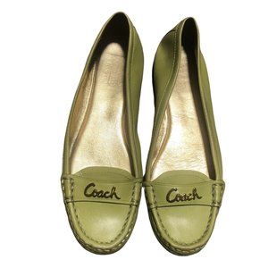 Coach Oslon Avocado Green & Gold Flats Loafers sz 7 1/2 B